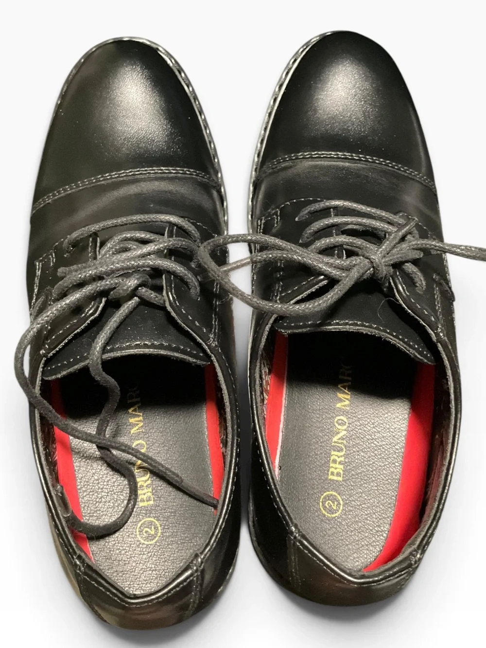Bruno Marc Boy’s Vegan Leather Black Dress Oxfords Size 2 NEW NIB